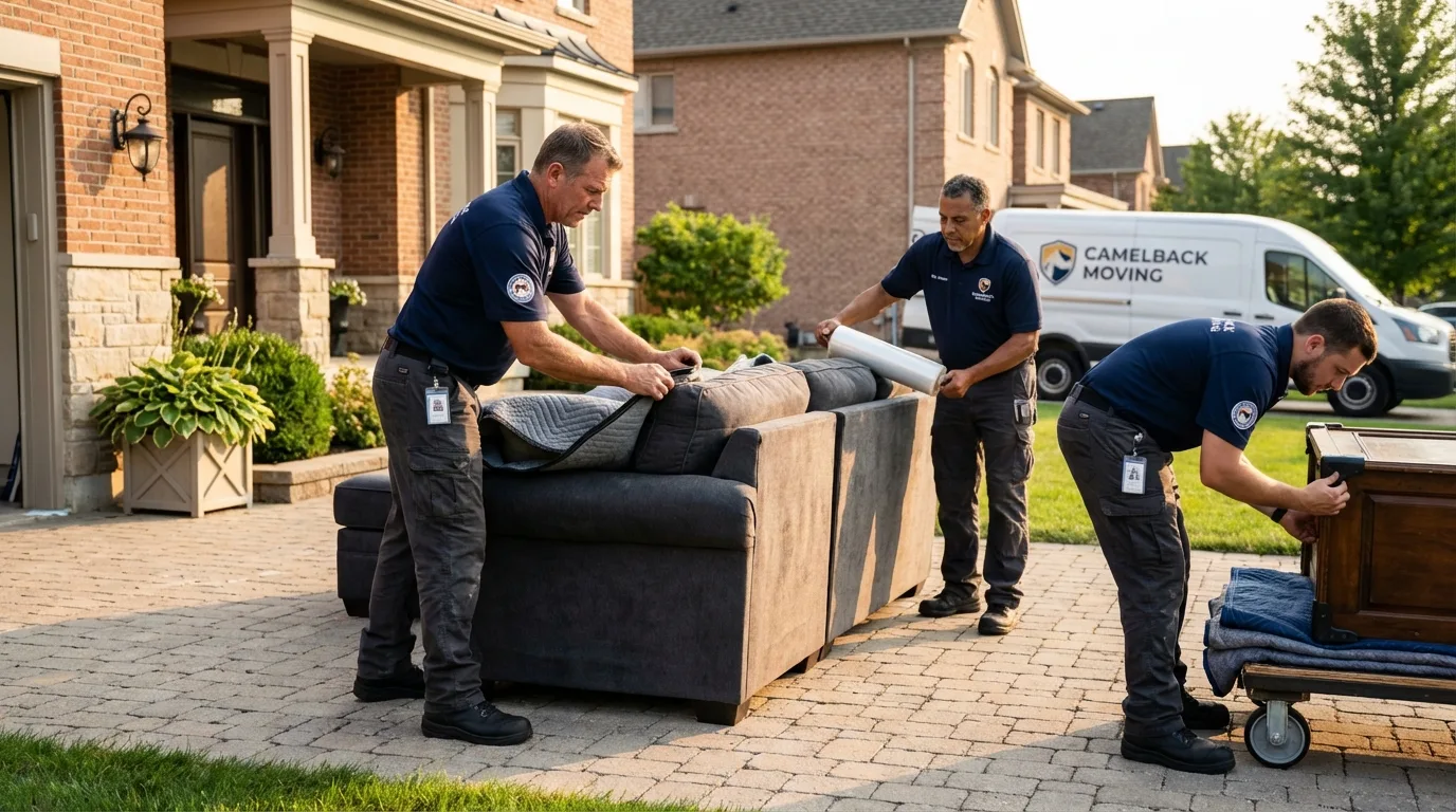 Large estate moving crew wrapping furniture in San Juan, PR